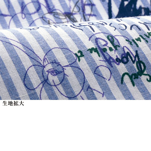 手描き風プリントストライプブラウス