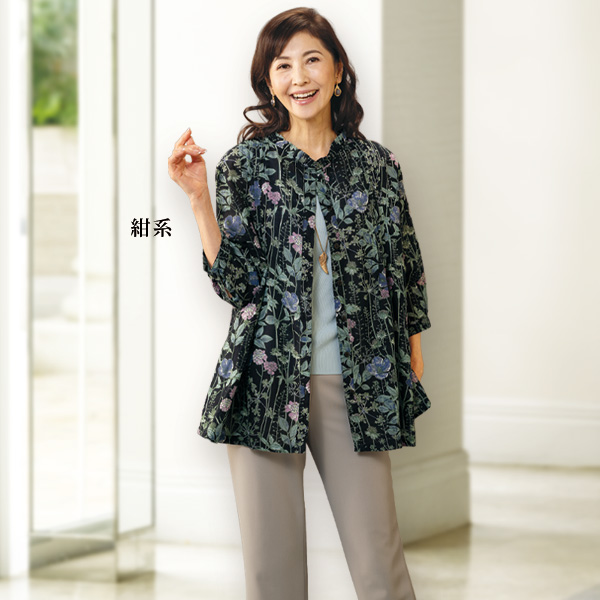 綿麻ピンタック使いブラウスジャケット