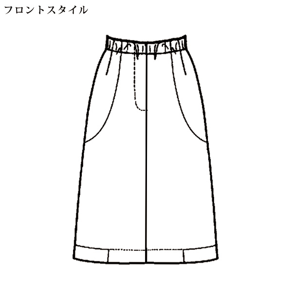 ワイドパンツ風異素材使いスカート