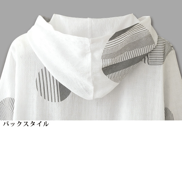 綿混ジャカード素材プリントパーカーブルゾンジャケット