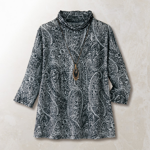 ペイズリー柄メロウ襟プルオーバー