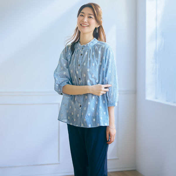 綿カットドビーブラウス
