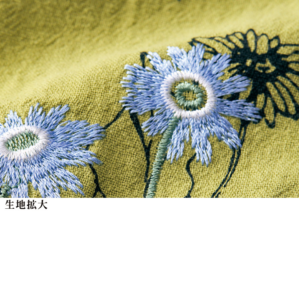 花柄刺しゅうプリントブラウス