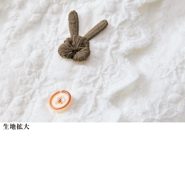 ワッペン使い綿100％総刺しゅうブラウス