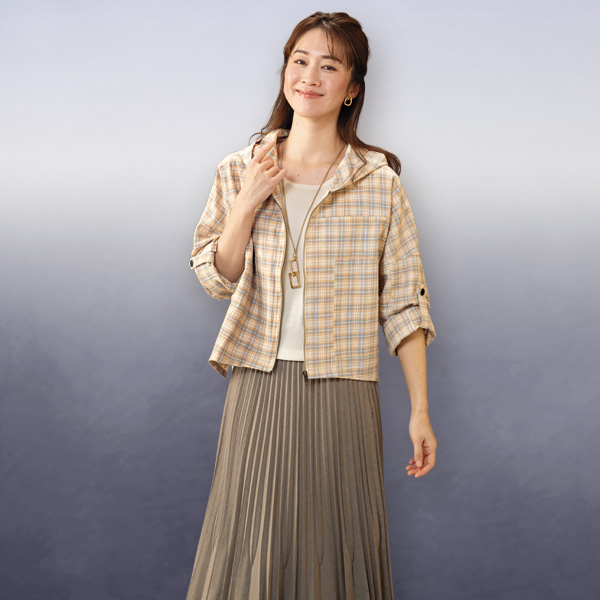 チェックパーカーゆったりデザインジャケット