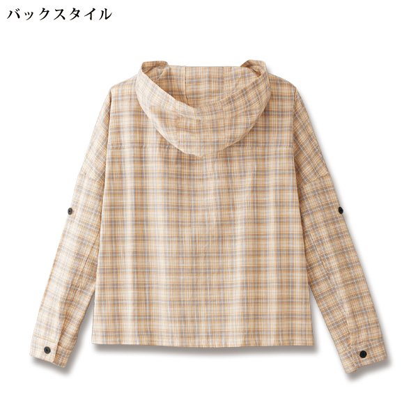 チェックパーカーゆったりデザインジャケット