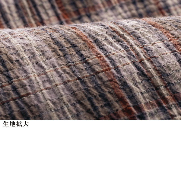 サッカー素材チェック柄ロールネックチュニック