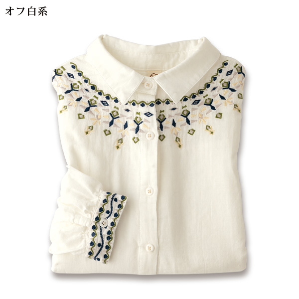 刺しゅう使いガーゼブラウス