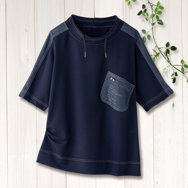 デニム使いカットソープルオーバー