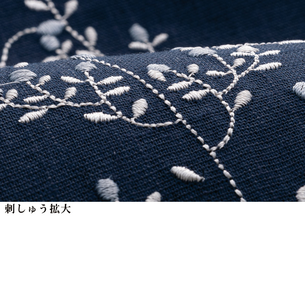 麻混刺しゅう使いブラウス