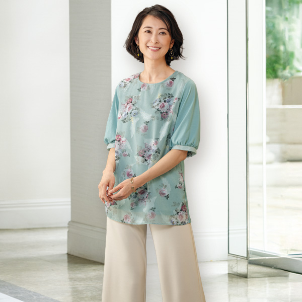 華やぎオーガンジー切替えチュニック