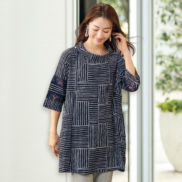 サッカーストライプコクーンチュニック