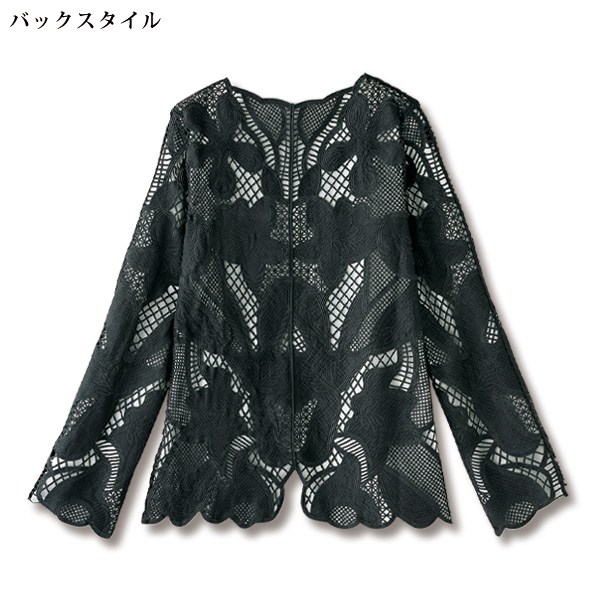 フラワーレース柄カーディガンジャケット