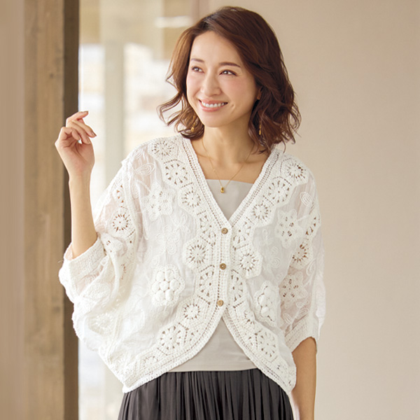 コード刺しゅうゆったりドルマンボレロ