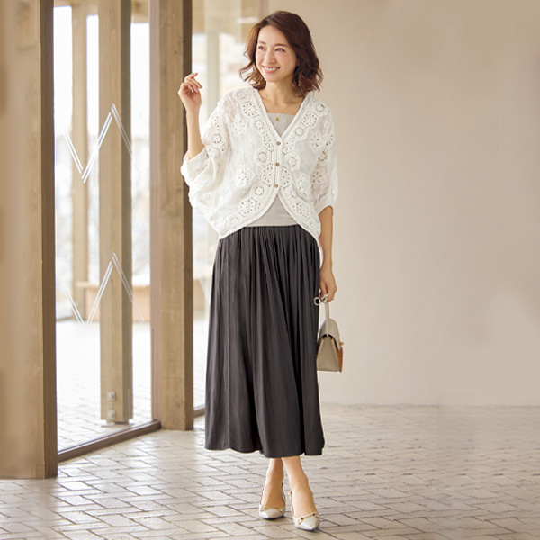 コード刺しゅうゆったりドルマンボレロ