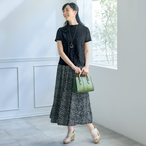 総柄プリントギャザースカート