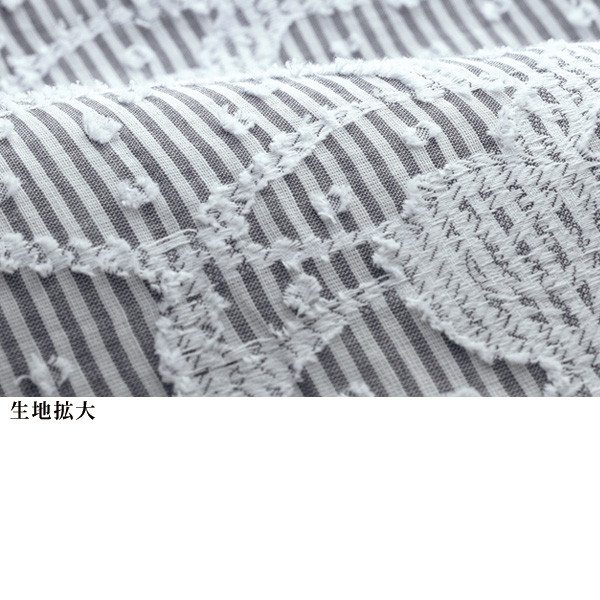 ボタンデザインストライプジャカードブラウス