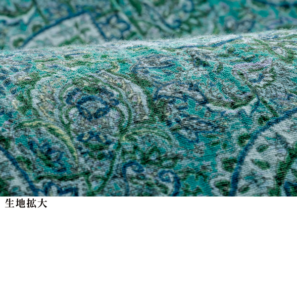 麻混ペイズリープリントブラウス