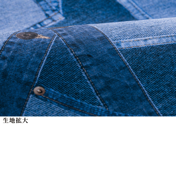 デニム調パッチワークプリントプルオーバー