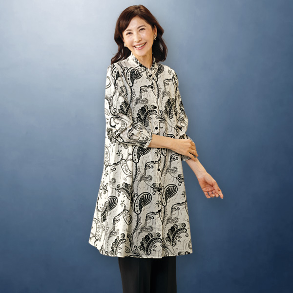ペイズリープリントジャケットワンピース