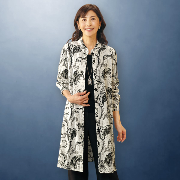 ペイズリープリントジャケットワンピース