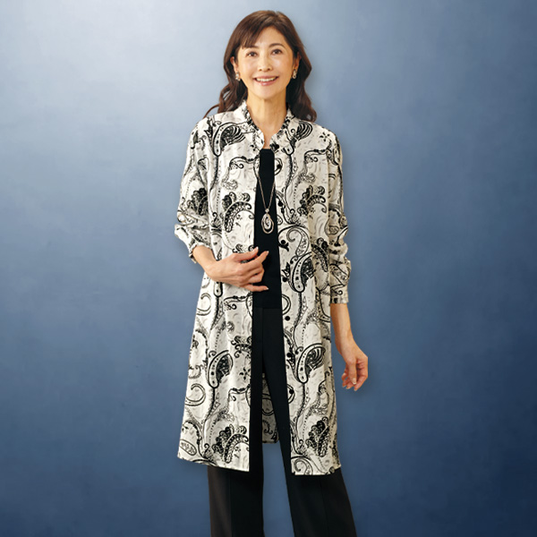 ペイズリープリントジャケットワンピース