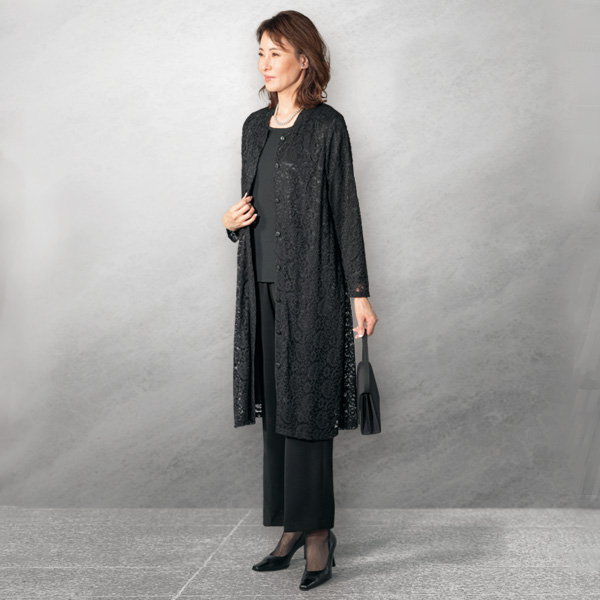 総レース裏地付きジャケットワンピース