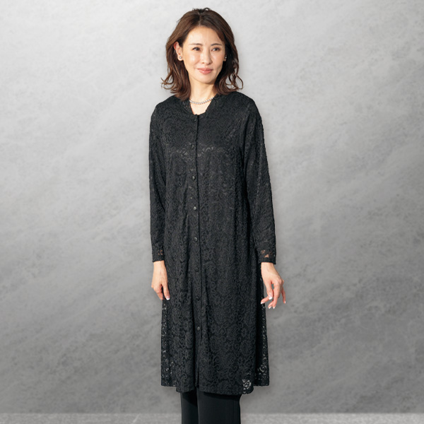 総レース裏地付きジャケットワンピース