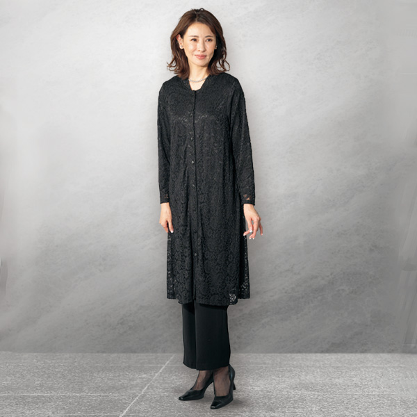 総レース裏地付きジャケットワンピース