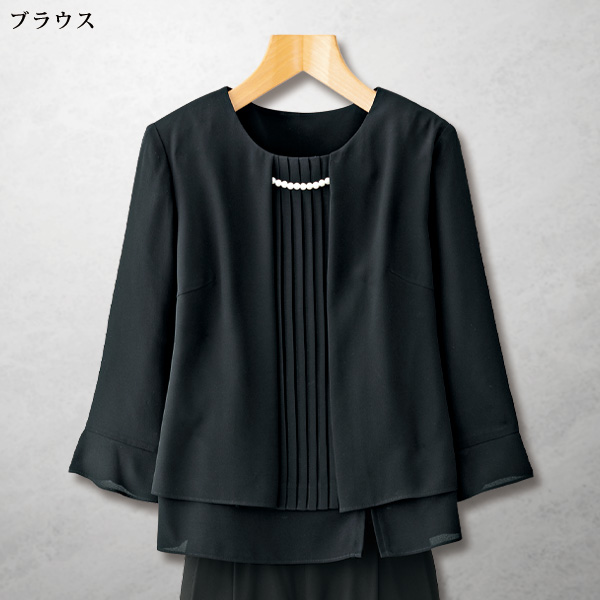 ワイドパンツフォーマルスーツ（ネックレス付き） 大きいサイズ M L LL 3L