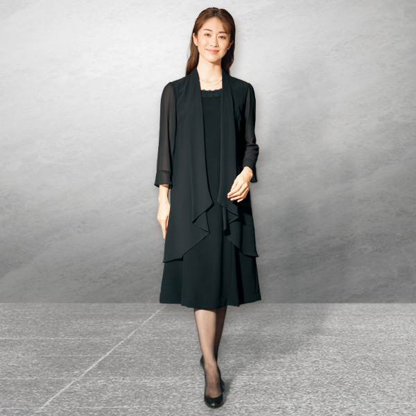 重ね着風ロングフォーマルワンピース 大きいサイズ M L LL 3L