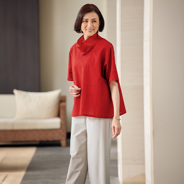 綿 塩縮 素材デザインオーバーブラウス