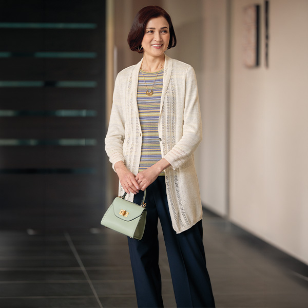 綿混多色ランダムボーダーニットプルオーバー