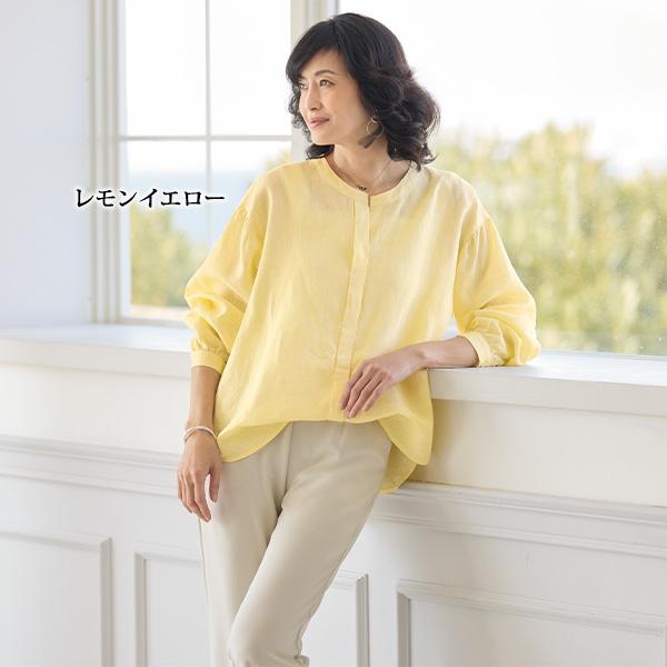 麻100％2WAYブラウス