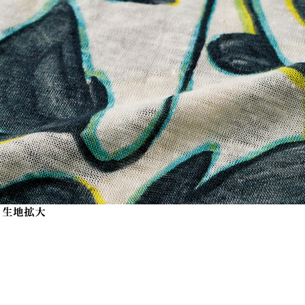 麻100％プリントカットソープルオーバー