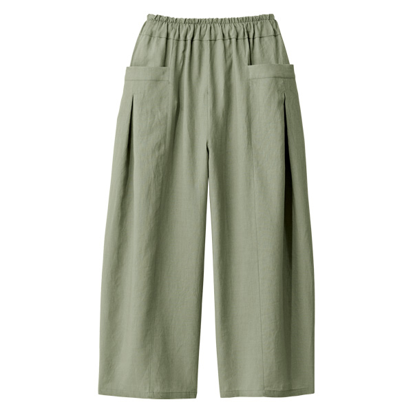 麻100％タックコクーンパンツ