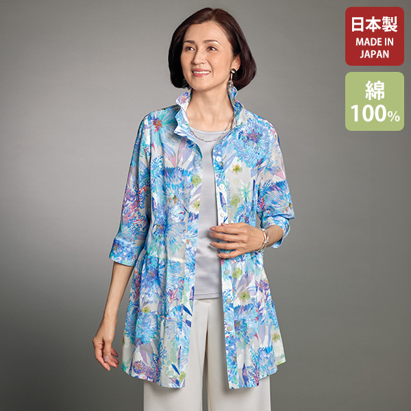 花柄フレア切替えサマージャケット