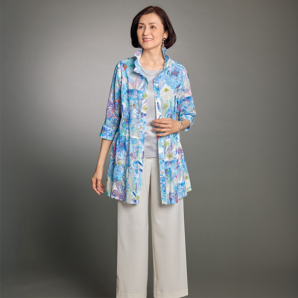 花柄フレア切替えサマージャケット