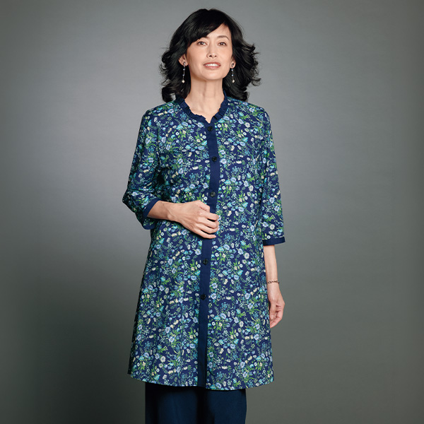 コットン花柄ブラウスジャケット