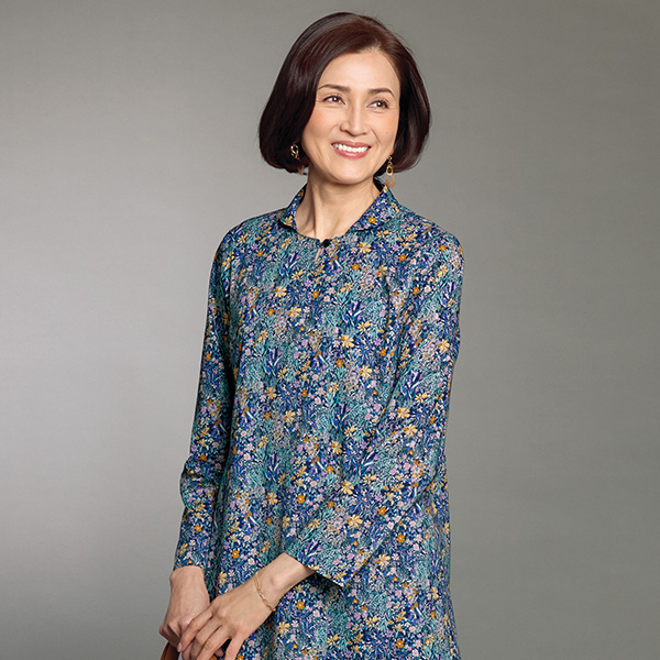 コットン花柄フレアワンピース