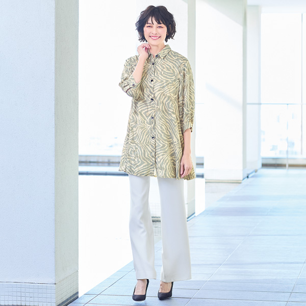 カットジャカードチュニックブラウス 大きいサイズ M LL 4L