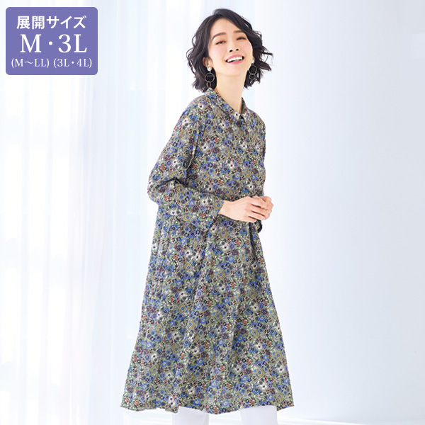 プリントワンピース 大きいサイズ M 3L