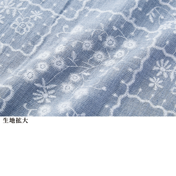 刺しゅう風プリントワンピース 大きいサイズ M 3L