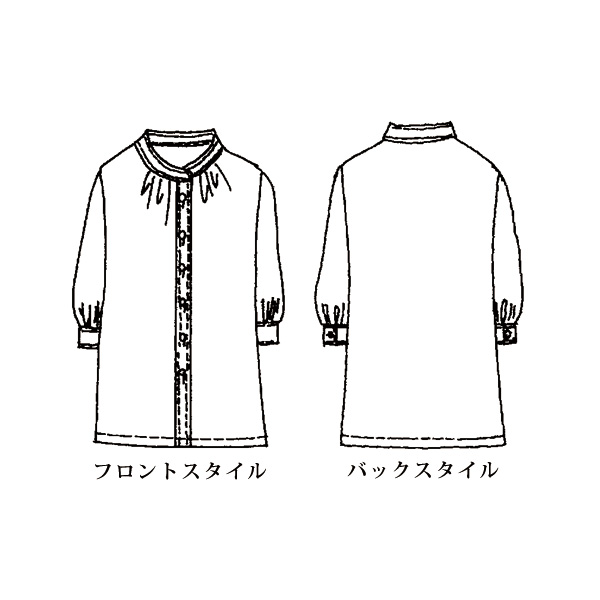 バンドカラー配色プリントブラウス 大きいサイズ M LL 4L