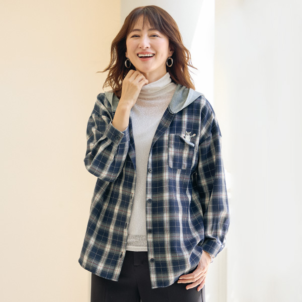フード付きシャツチュニック