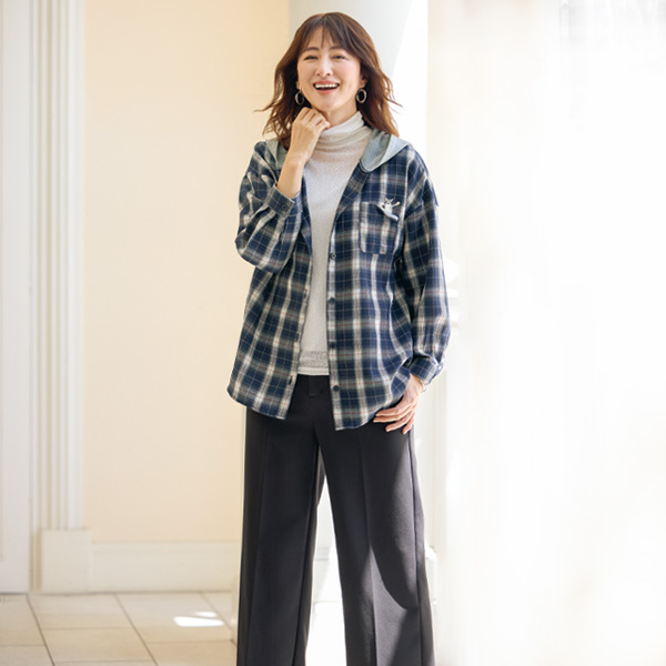 フード付きシャツチュニック