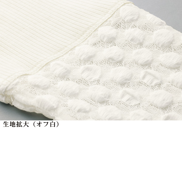 水玉柄レース使いストレッチカットソープルオーバー