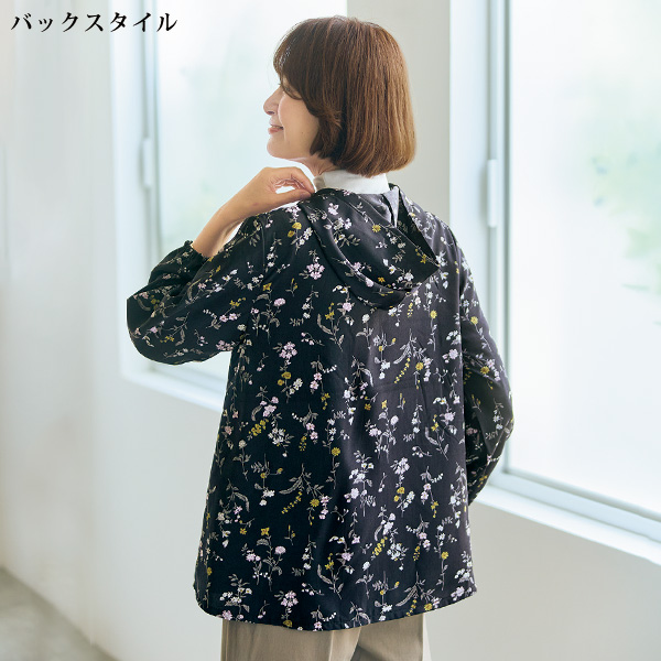 フラワープリントジップパーカー