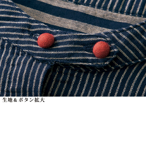 綿100％ダブルガーゼ配色ボタンブラウス