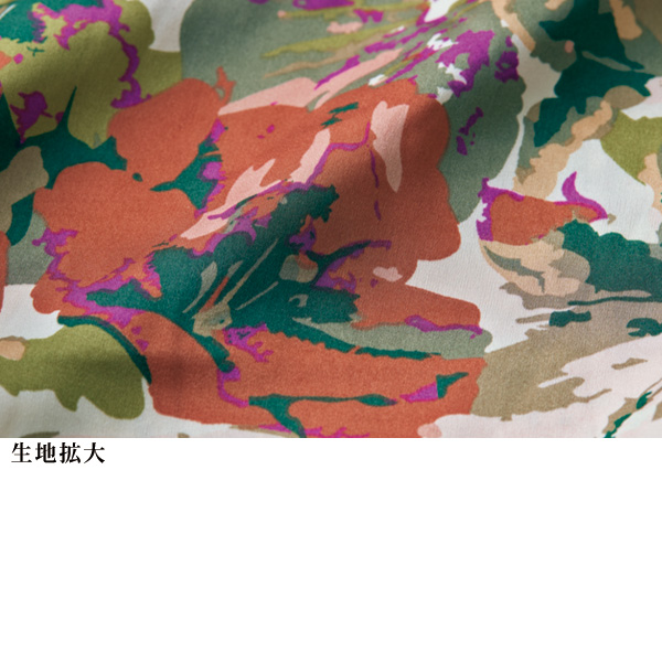 ボウタイ付花柄プリントブラウス